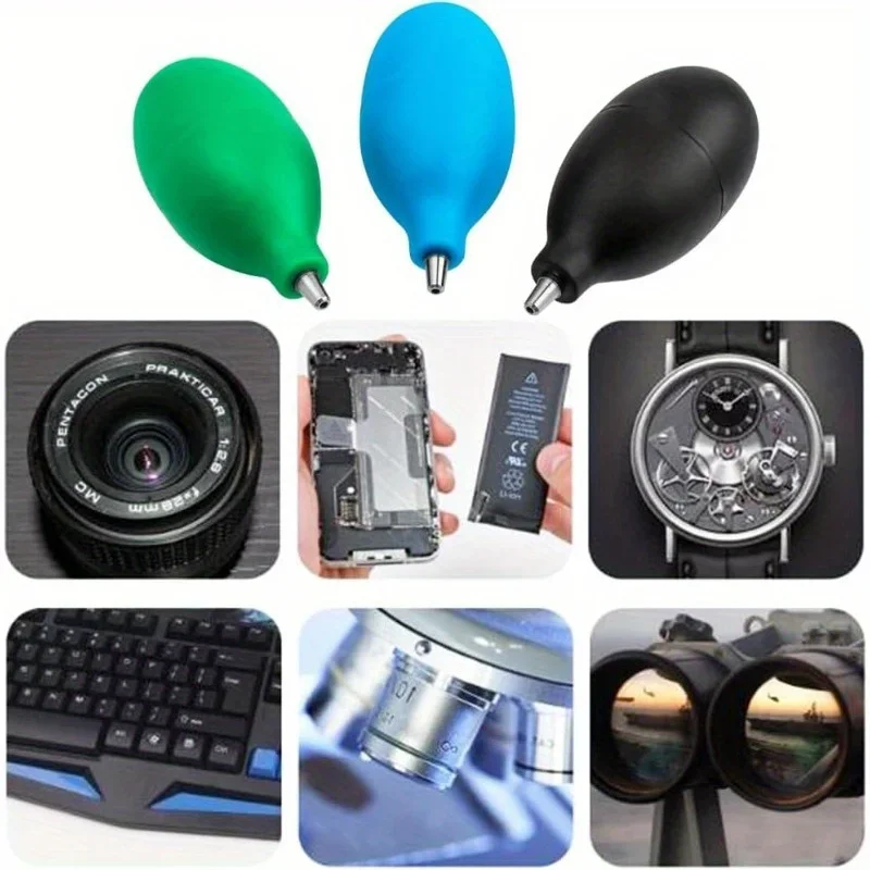Mini 8cm Air Pump Dust Blower with Metal Nozzle, Powerful Squeeze Rubber Ball Duster, Compact Electronics Cleaning Kit for Microscope, Binoculars and Sensors