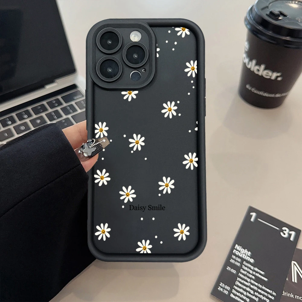 Daisy Smile Silicone Phone Case For iPhone 16 15 14 13 Pro Max 12 11 XS XR 7 8 Plus SE 2022 Shockproof Candy Soft Bumper Cover
