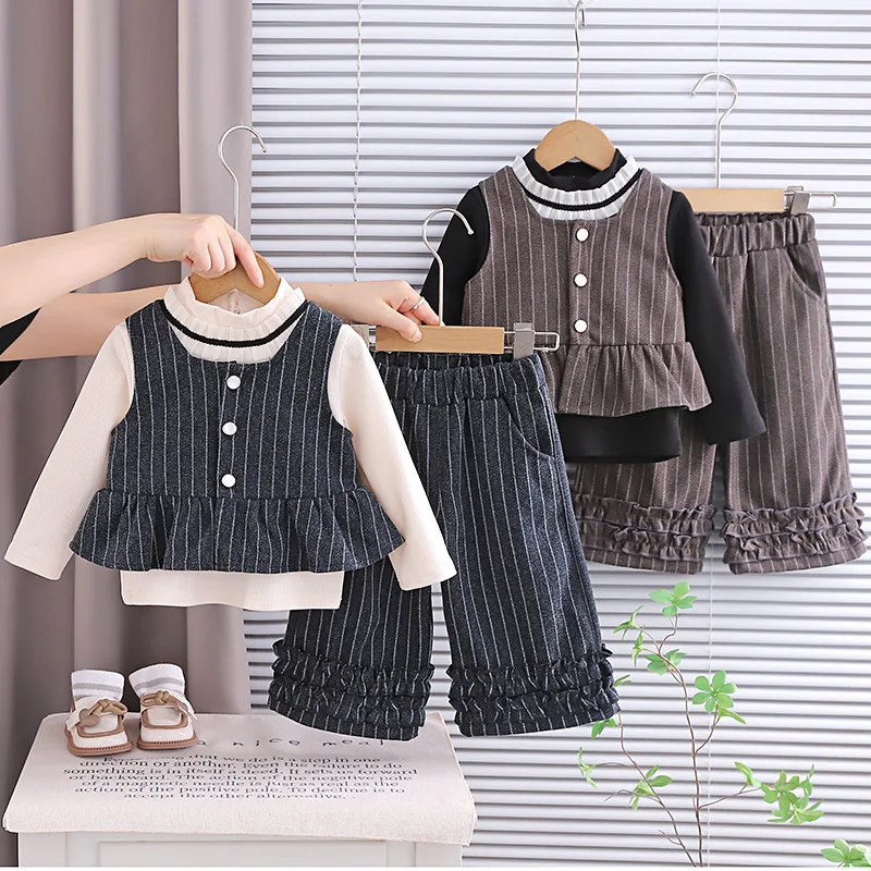 

Girls Clothing Sets Spring Autumn 2025 Children Fashion Vest T-shirts Pants 3pcs Princess Suit For Baby Girl Outfits Kids 3 4 5Y