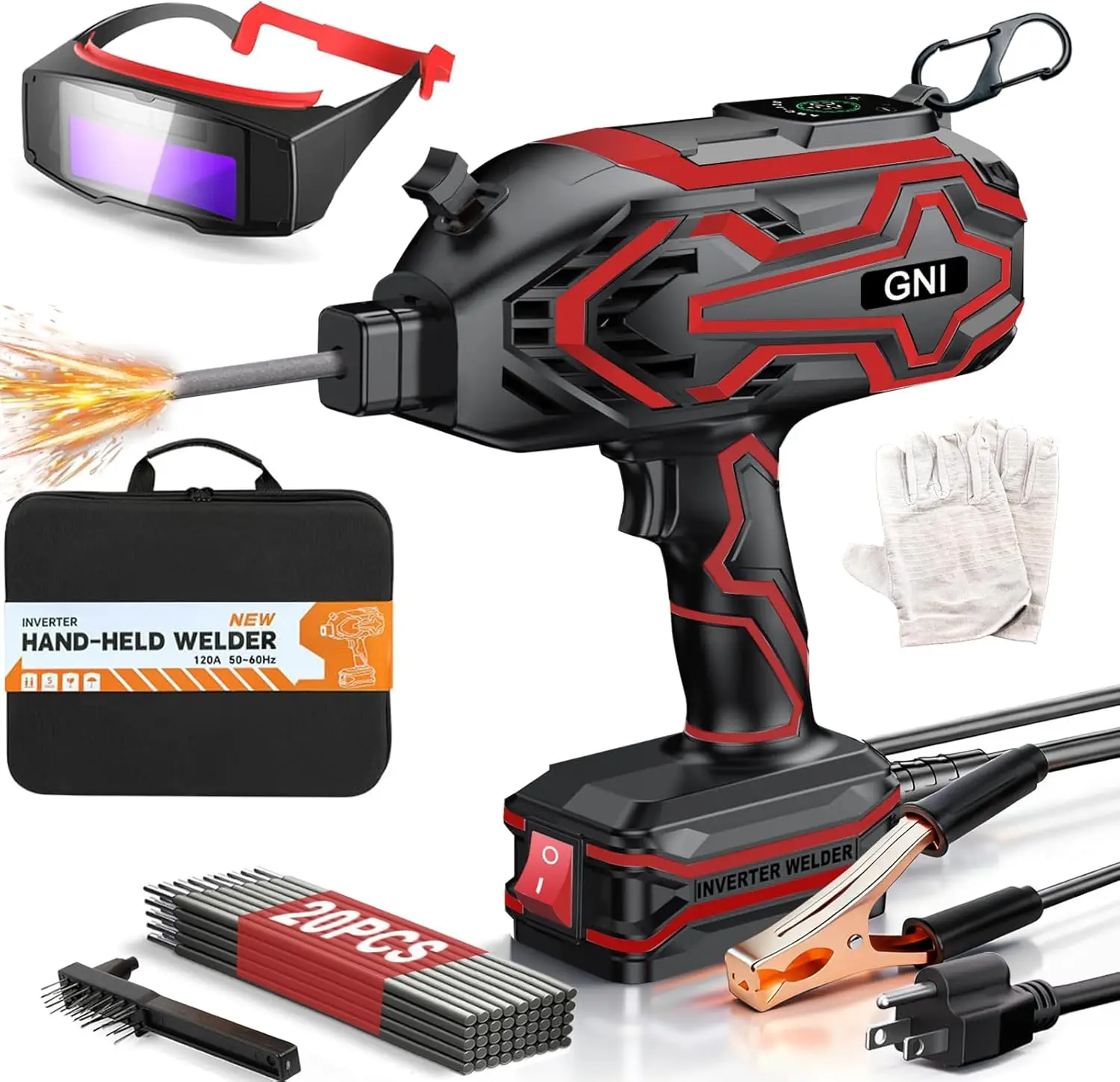 

Upgraded Handheld Welder with LED Display,Portable IGBT Inverter MINI Stick Welder,Includes Auto-Darkening Glasses and 20 Rods