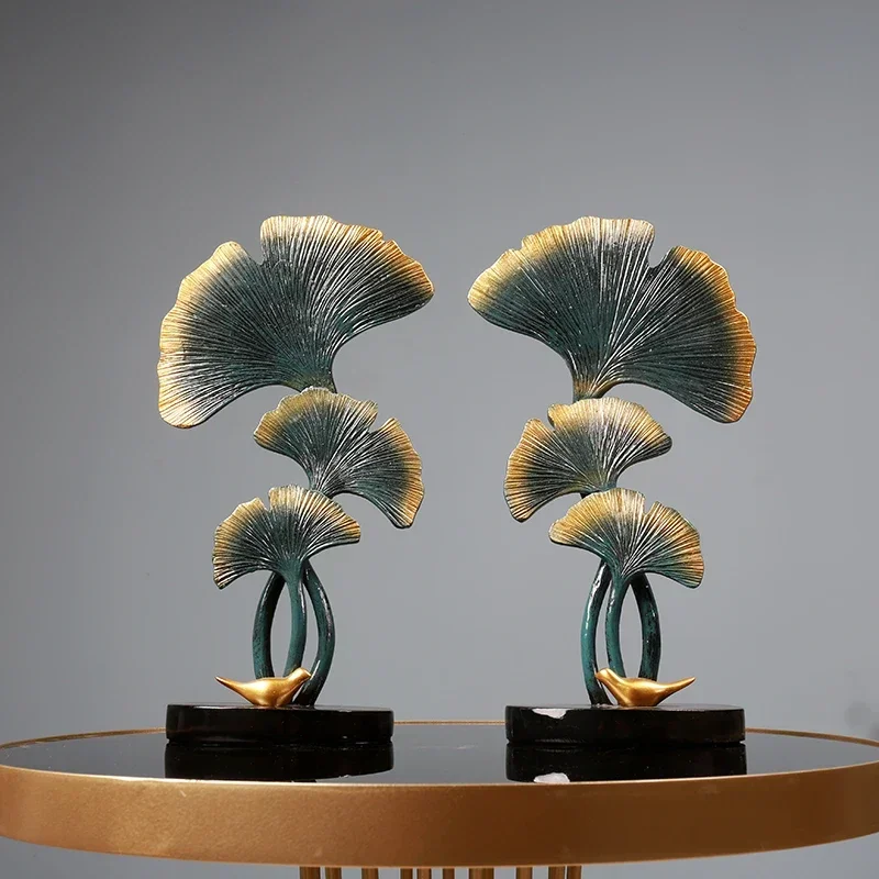 Minimalist Ginkgo Biloba Figurines Nordic Living Room Cabinet Originality Miniature Modern Simple Home Decor Crafts Estatua FYFM