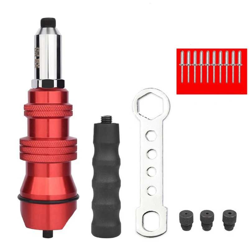 Electric Rivet Adapter 2.4Mm-4.8Mm Rivet Nut Adapter Red Cordless Riveting Tool Insert Nut Pull Rivet Tool