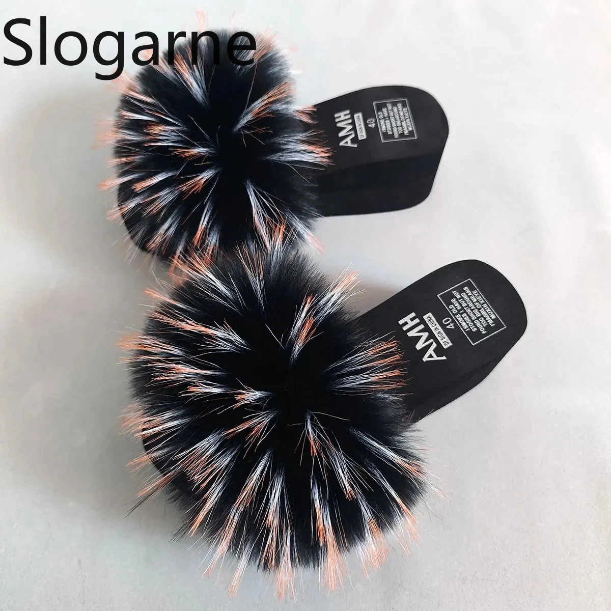 Lady Fuzzy Slides Luxury Fur Slippers Women Raccoon Fur Slides Woman 5.5CM Platform Shoes 2026 New Fluffy Summer Sandals Wedges
