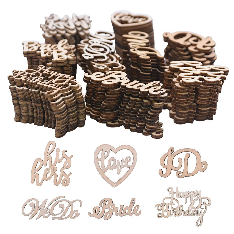 15/30Pcs Rustic Wooden Love Letters Mr & Mrs Wood Confetti Scatter DIY Craft Scrapbook Confetti Wedding Party Table Decoration