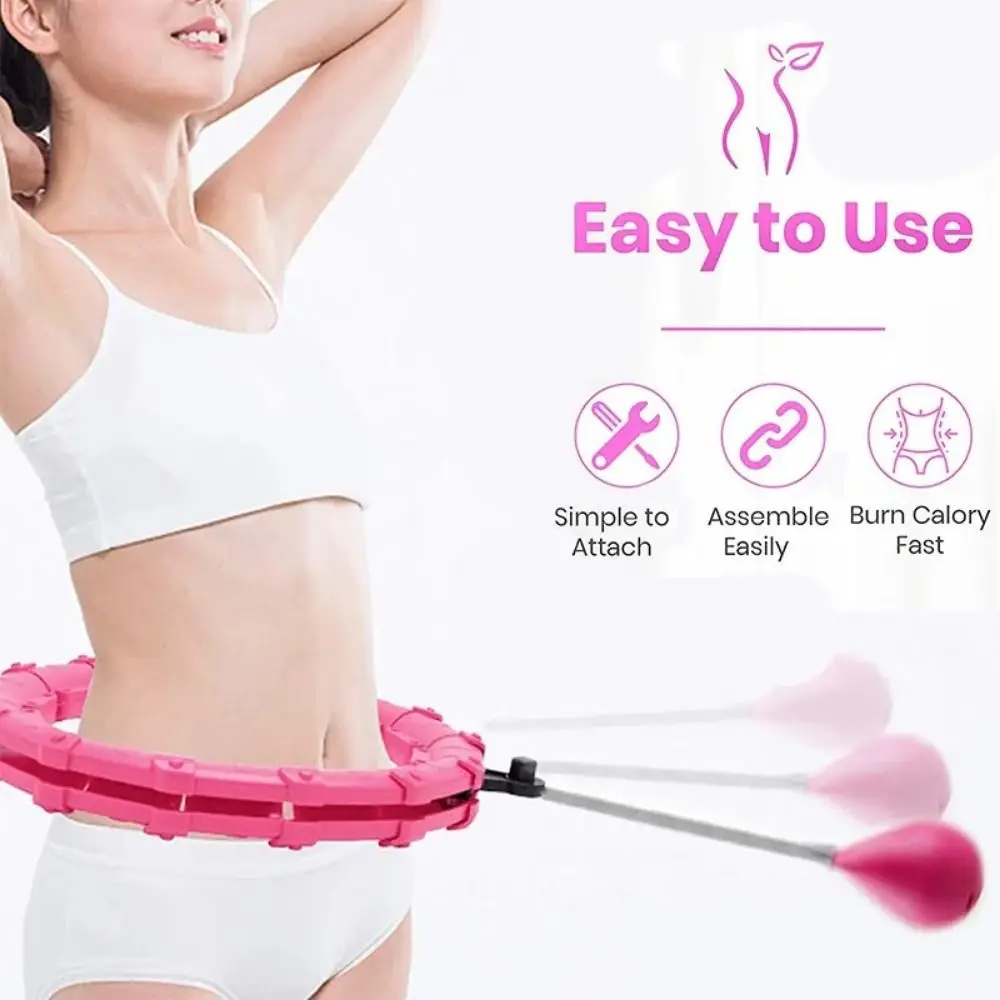 24/28/36 Detachable Knots Smart Weighted Fit Hoop Size Adjustable 360 Degree Ball Auto Rotate Fitness Hoop Detachable