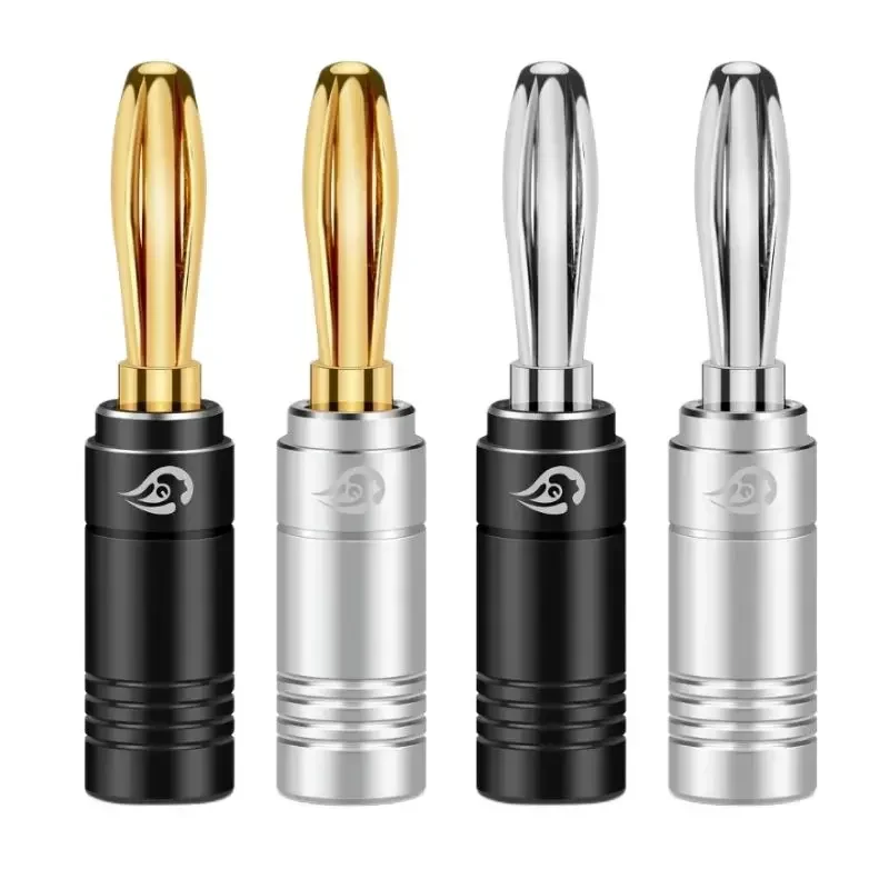 

Banana Connector Speaker Plug Bananas Connectors Audio Jack Screw For Amplifier Aluminum Shell Gold Rhodium Plated Black Silver