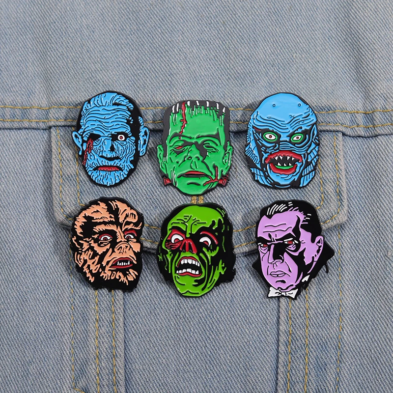 3-16 Stück/Set Halloween Goth Skelett-Kollektion Emaille-Pins Horrorfilme Monster Killer Messer Voodoo-Puppe Brosche Schmuck Geschenke – Detail 36
