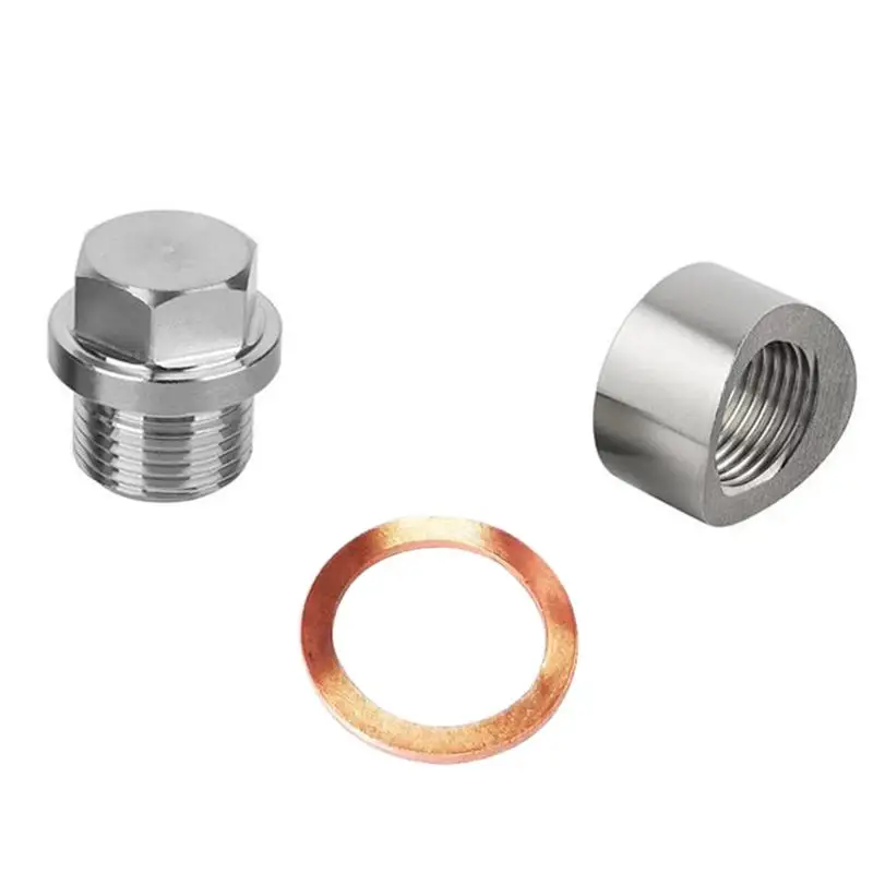 Oxygen Sensor Curved Cut Nut Plug Anti-Rust Stainless Steel 1 Set for Home DIY Auto Repair Projects