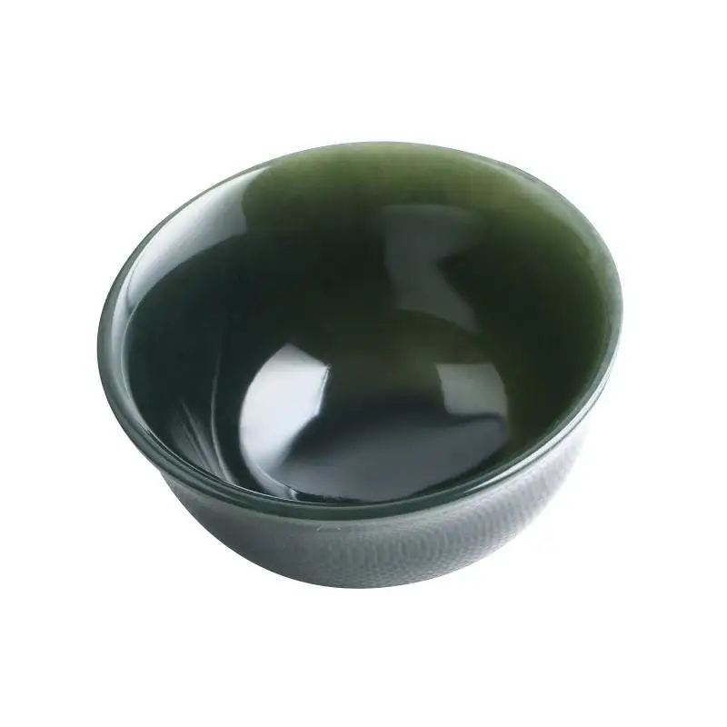 Natural Green Jade Teacup Health Gongfu Teaware Genuine Hetian Nephrite Jades Stone Tea Bowl Tea Ceremony Master Cups