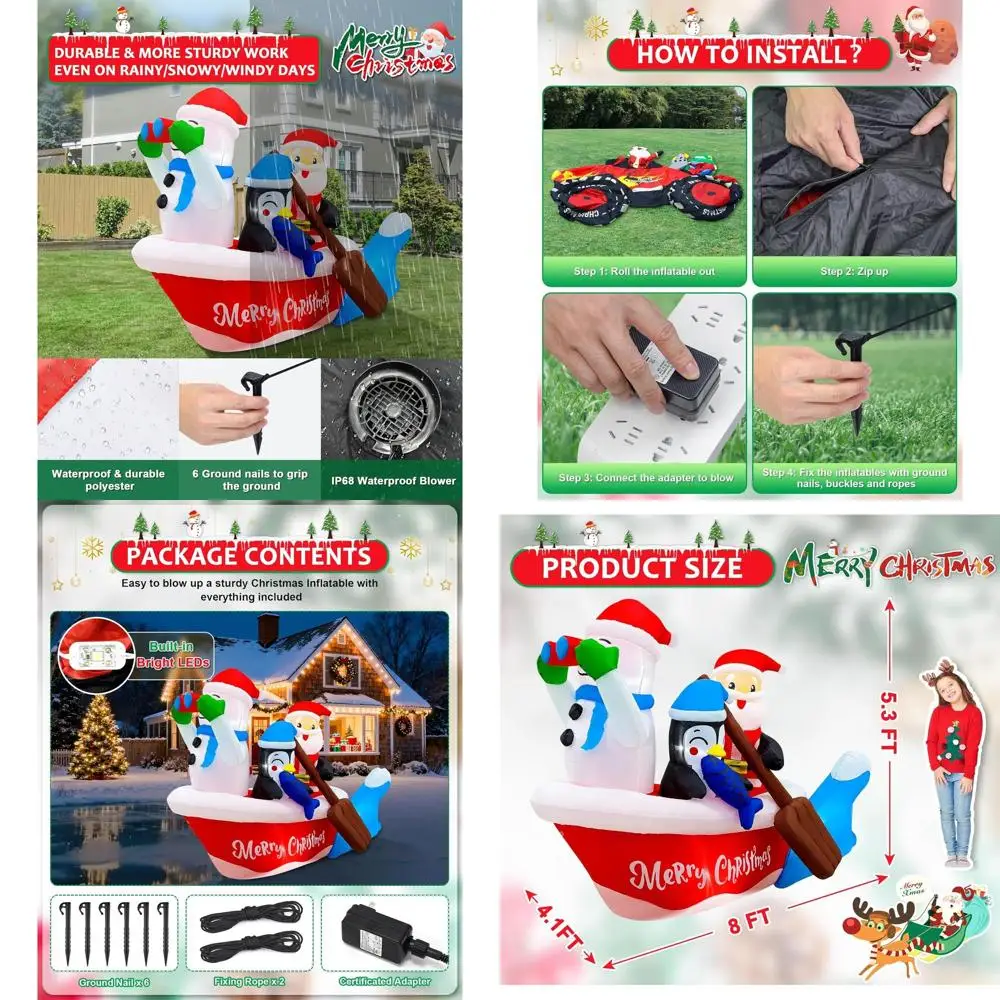 

8 Foot Tall Christmas Inflatable Snowman with Lights, Outdoor Holiday Yard Decoration for Lawn and Garden
