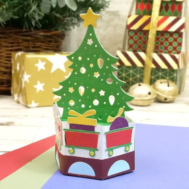 Embossing Pop-Up Christmas Tree Card Wrap Metal Cutting Dies Scrapbook Diary Decoration Stencil Template DIY Greeting Card