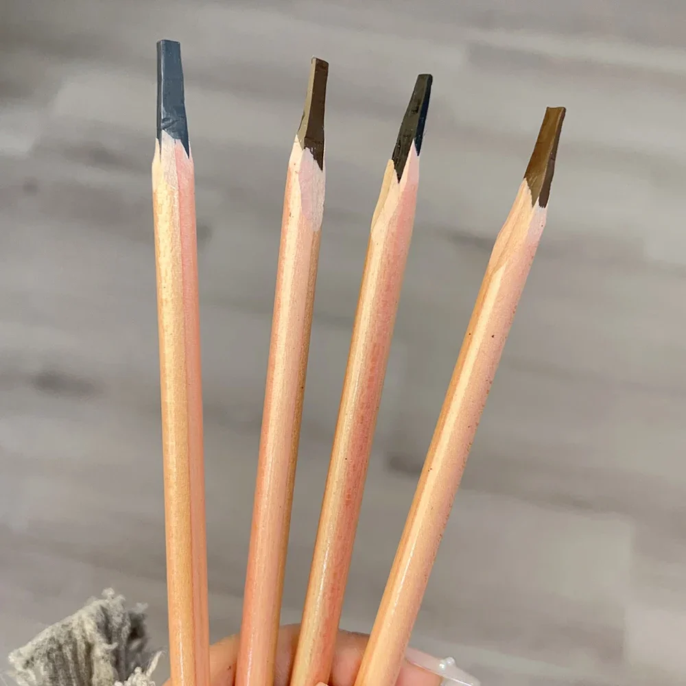 Microblading lápis de sobrancelha de madeira à prova de manchas usar delineador de longa duração natural macio suave sobrancelhas tatuagem caneta ferramentas de maquiagem