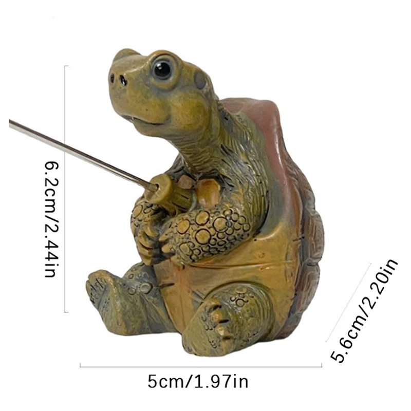 Creative Rope Fishing Turtle Statue Cute Simulation Turtle Resin Figurine Animal Sculpture Ornament Outdoor Home Garden Decor