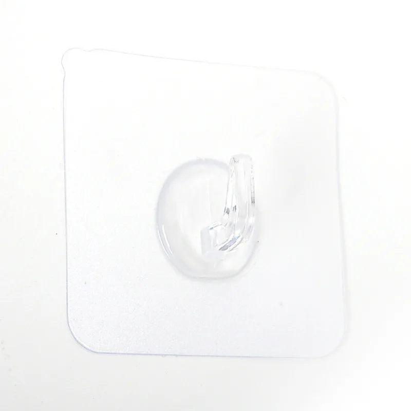 خطاف بلاستيكي شفاف بسيط غير مثقوب، خطاف ملابس متعدد الوظائف بدون أثر، خطاف مقاوم للماء والرطوبة