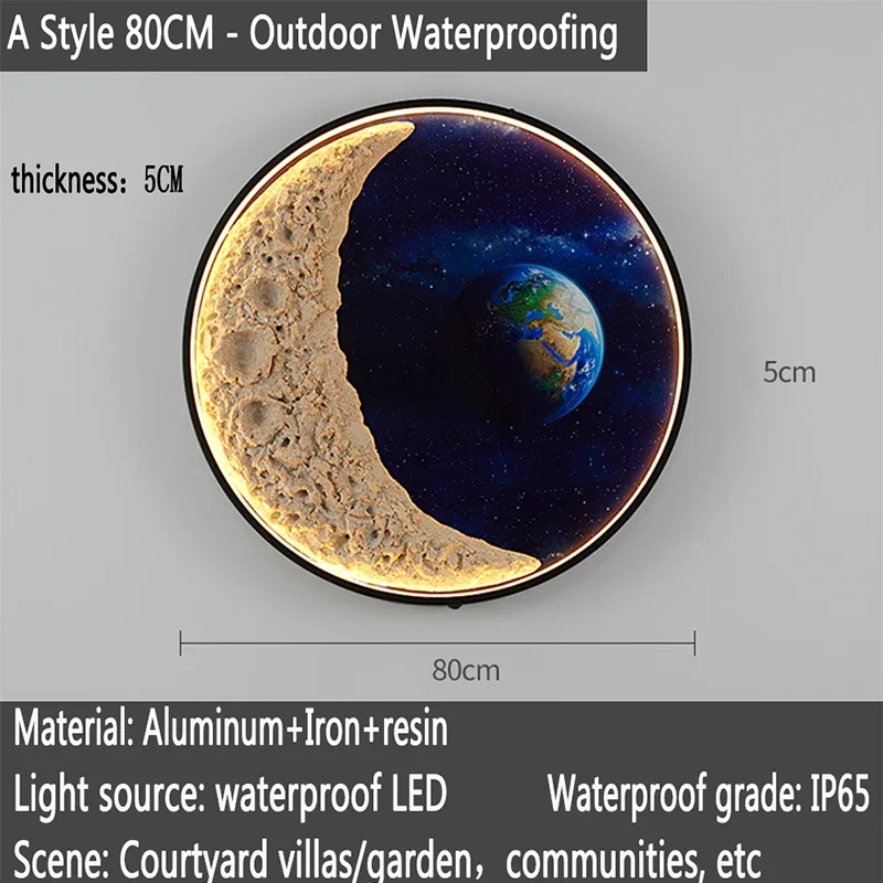 ANITA Outdoor Mural Lamp outer space 1 Meter Diameter Circular Landscape Waterproof Mural  Villa Courtyard Decoration Painting