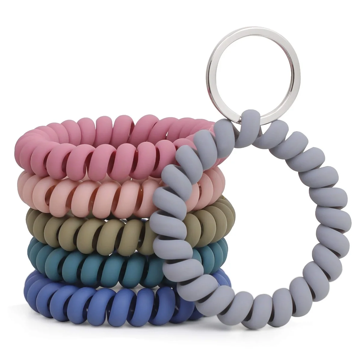 6PCS Stretchable Wristlet Keychain Wrist Key Chain,Spring Flexible Spiral Wrist Key Ring For Sauna Gym Pool And Outdoor Sports