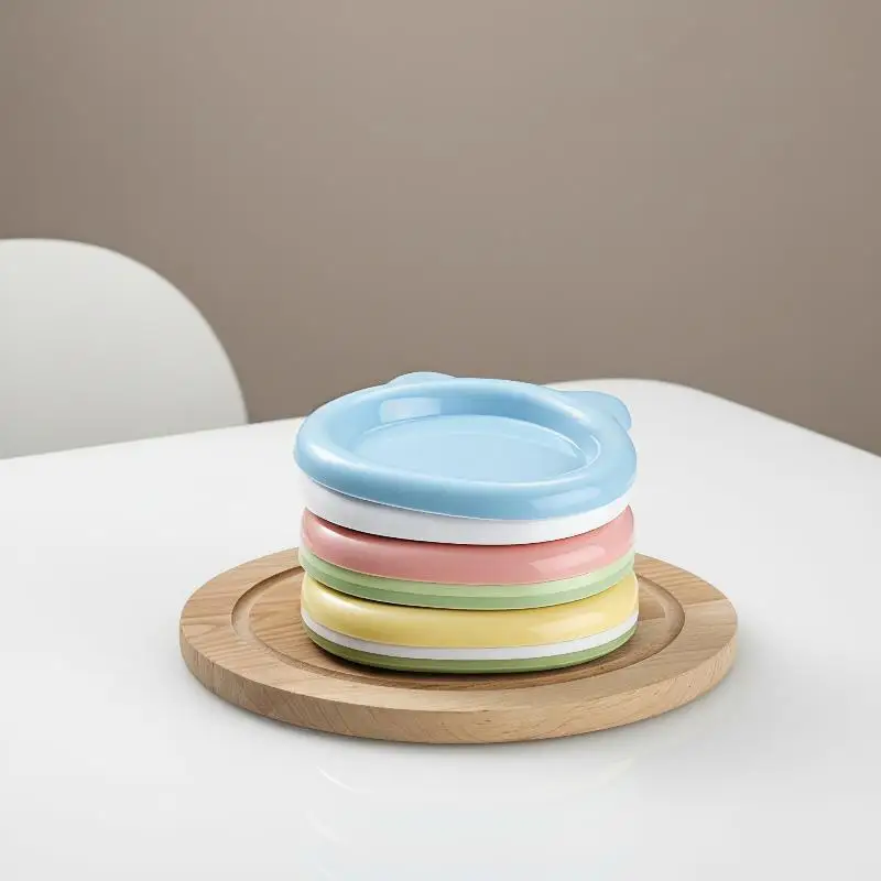 Cute Bear Shaped Plastic Pet Plates Food Grade Unbreakable Reusable Dishes for Dog Cat Wet Dry Food Serving