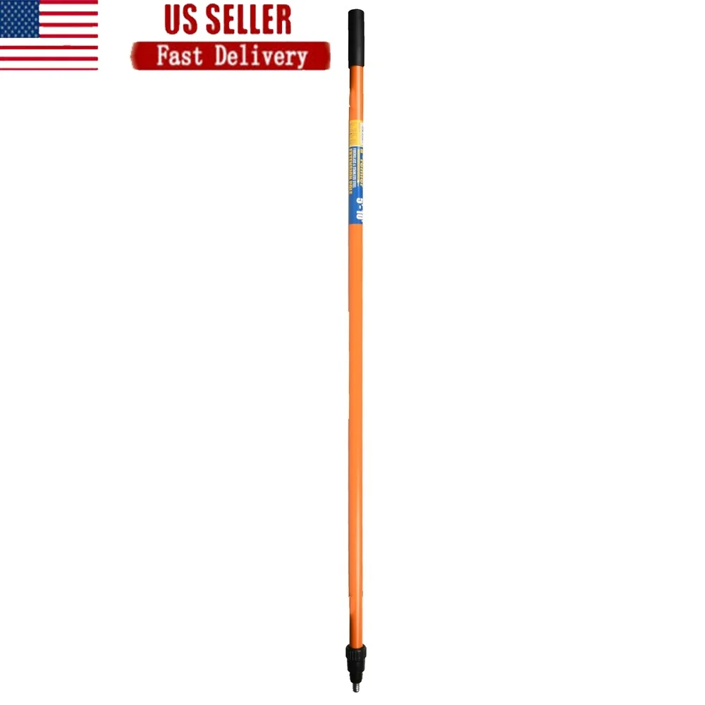 Heavy Duty Fiberglass Extension Pole 5-10ft Telescoping Painter's Pole Durable Construction Grooved Handle Non-Slip Grip Secure