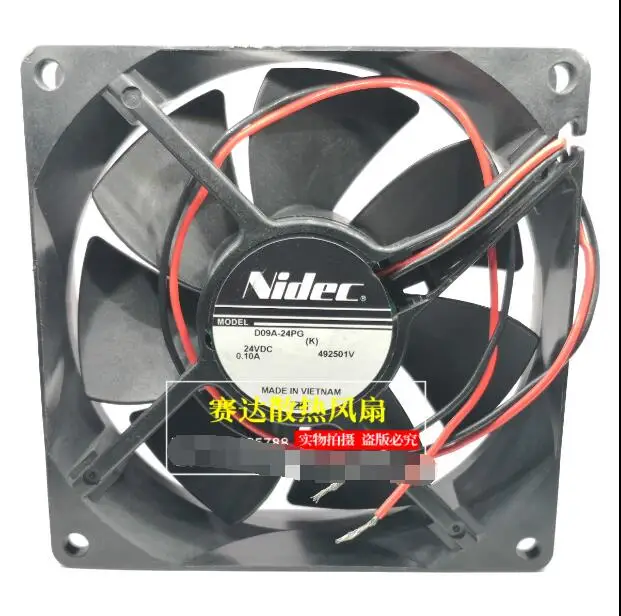 Nidec D09A-24PG DC 24V 0.1A 92x92x25mm 2-Wire Server Cooling Fan