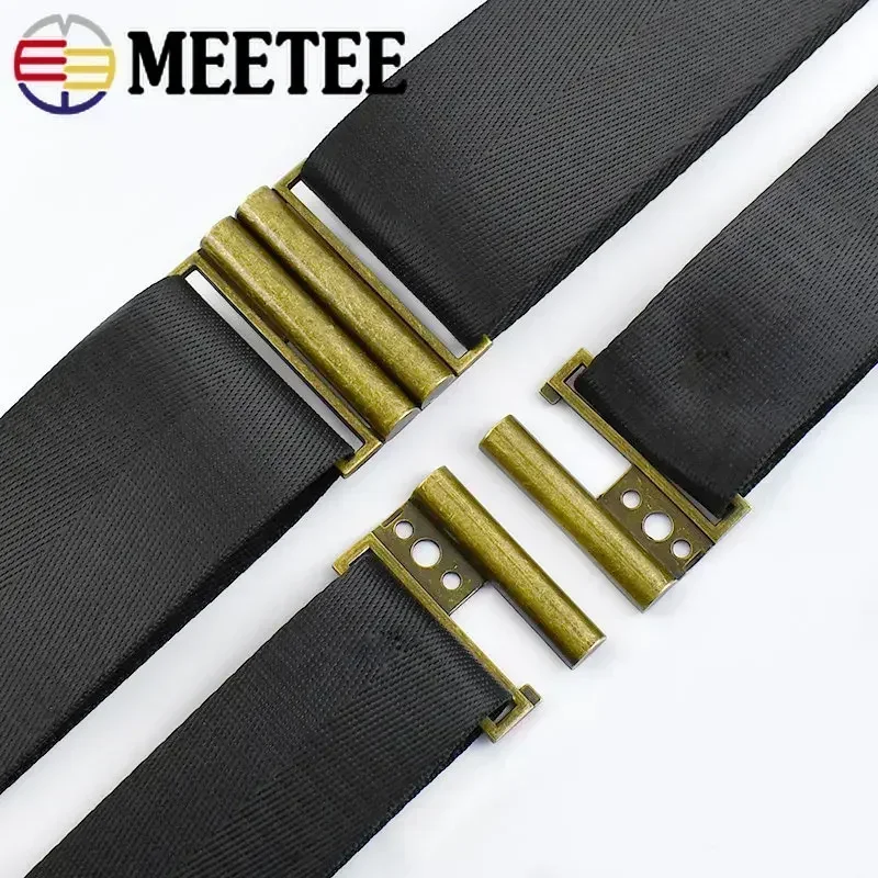 1/2Pcs Meetee 30-80mm Metal Belt Buckle Hasp Buttons for Sewing OverCoat Down Jacket Garment Waistband Decor Clasp Accessories