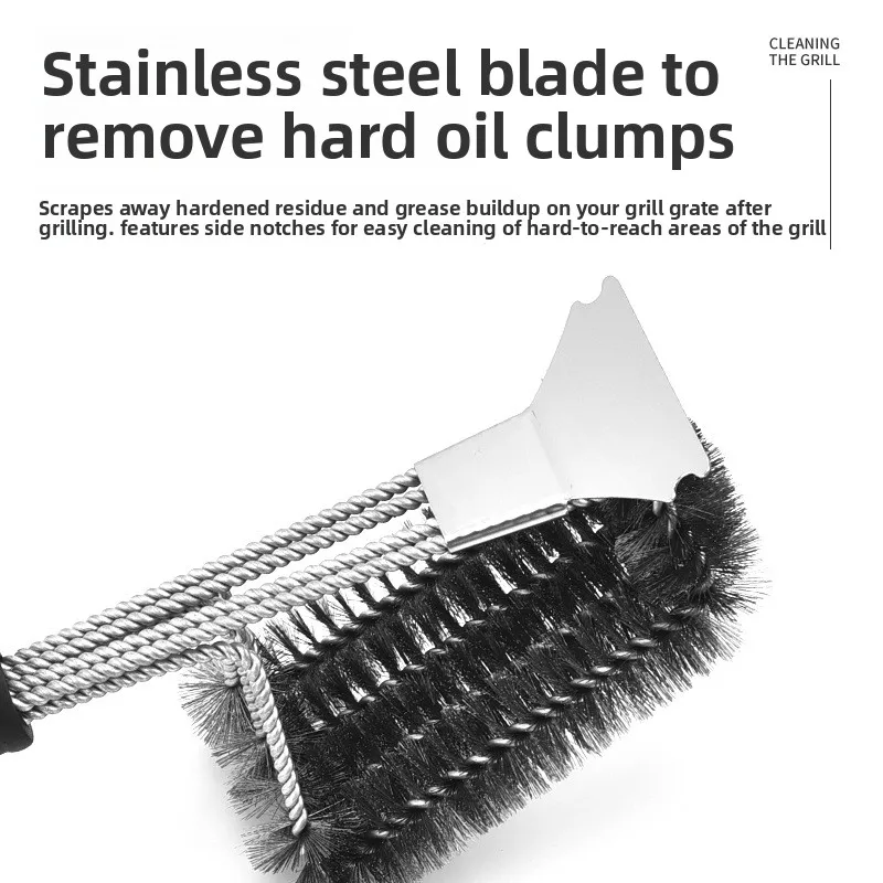 With Grip Stainless Steel Spiral BBQ Grill Brush Rustproof Scrubber For Cast Iron Grates Outdoor Cooking Cleaning Tool