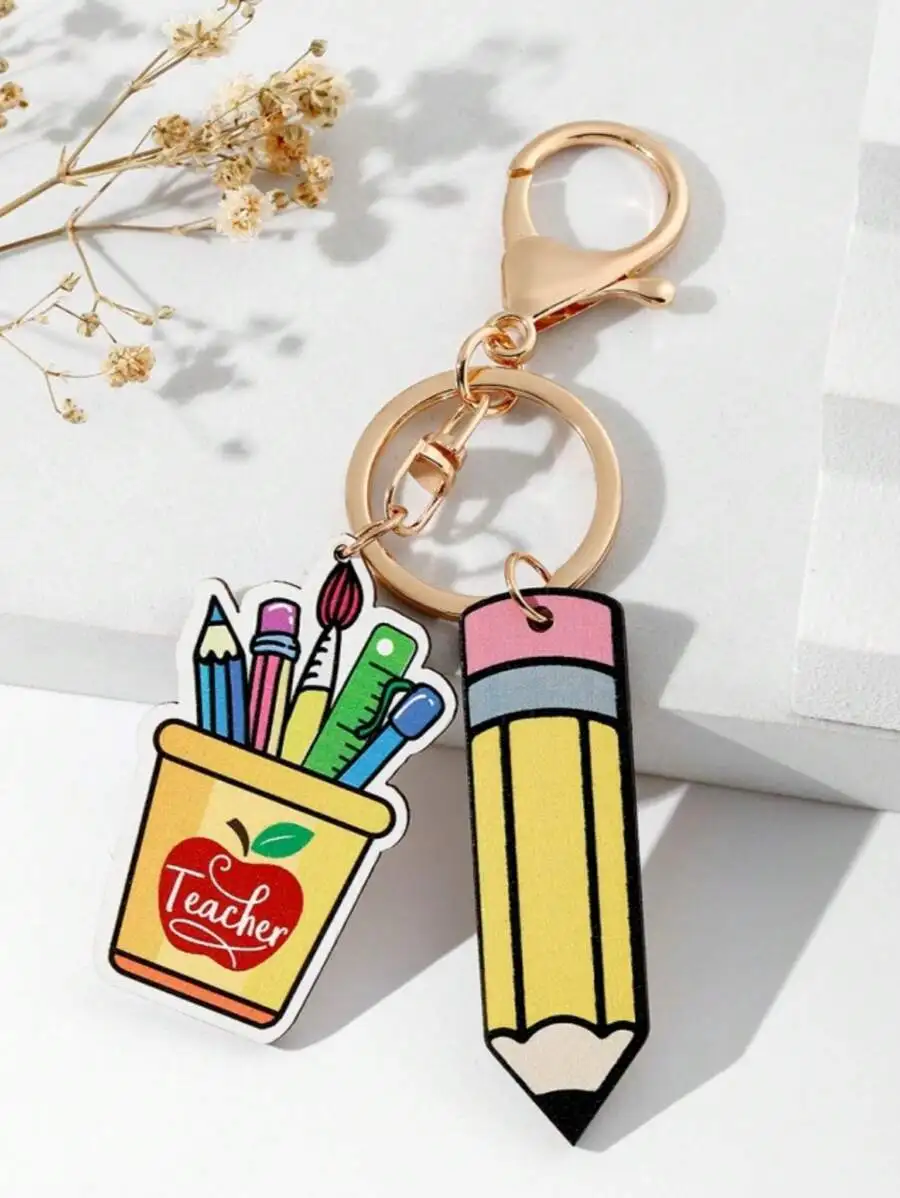 

Unisex Teacher Pencil Keychain Gift For Educators Backpack Charm