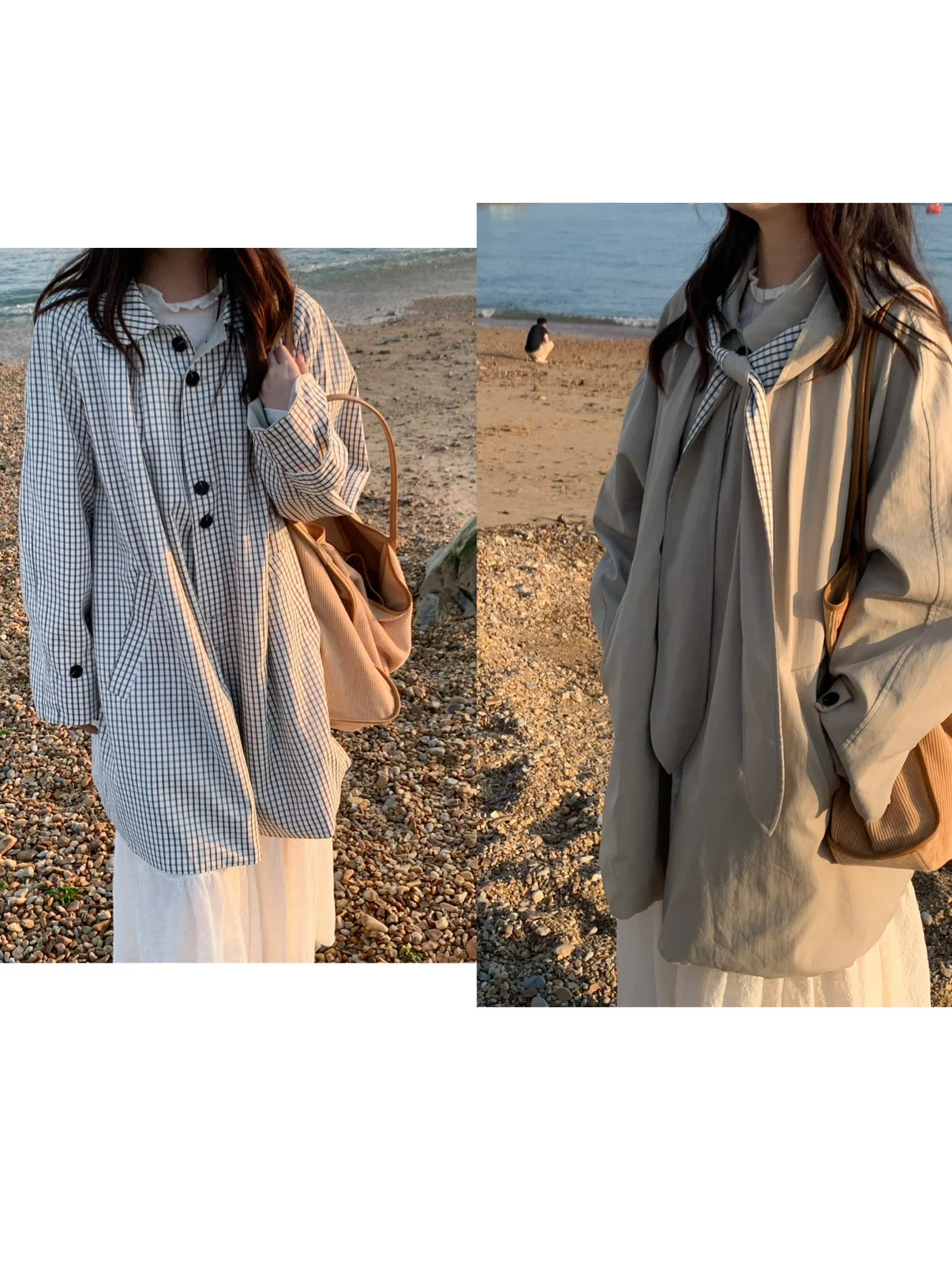 

Double-Sided Wear Windbreaker Coat Island Diary Cheered Versatile Buttoned Large Coat Universe ain One Button All Match