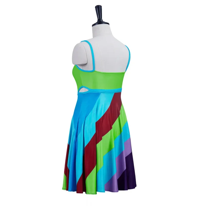 Girls Women 13 Going on 30 Dress Jenna Rink Halloween Costume Multicolor Cut Out Dress Outfit