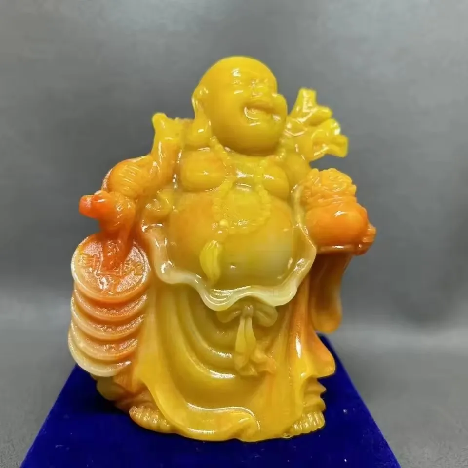 Shoushan Stone Maitreya Buddha Ornament Office Home Jade Carving Town House Feng Shui Jewelry Jade Buddha Ornament