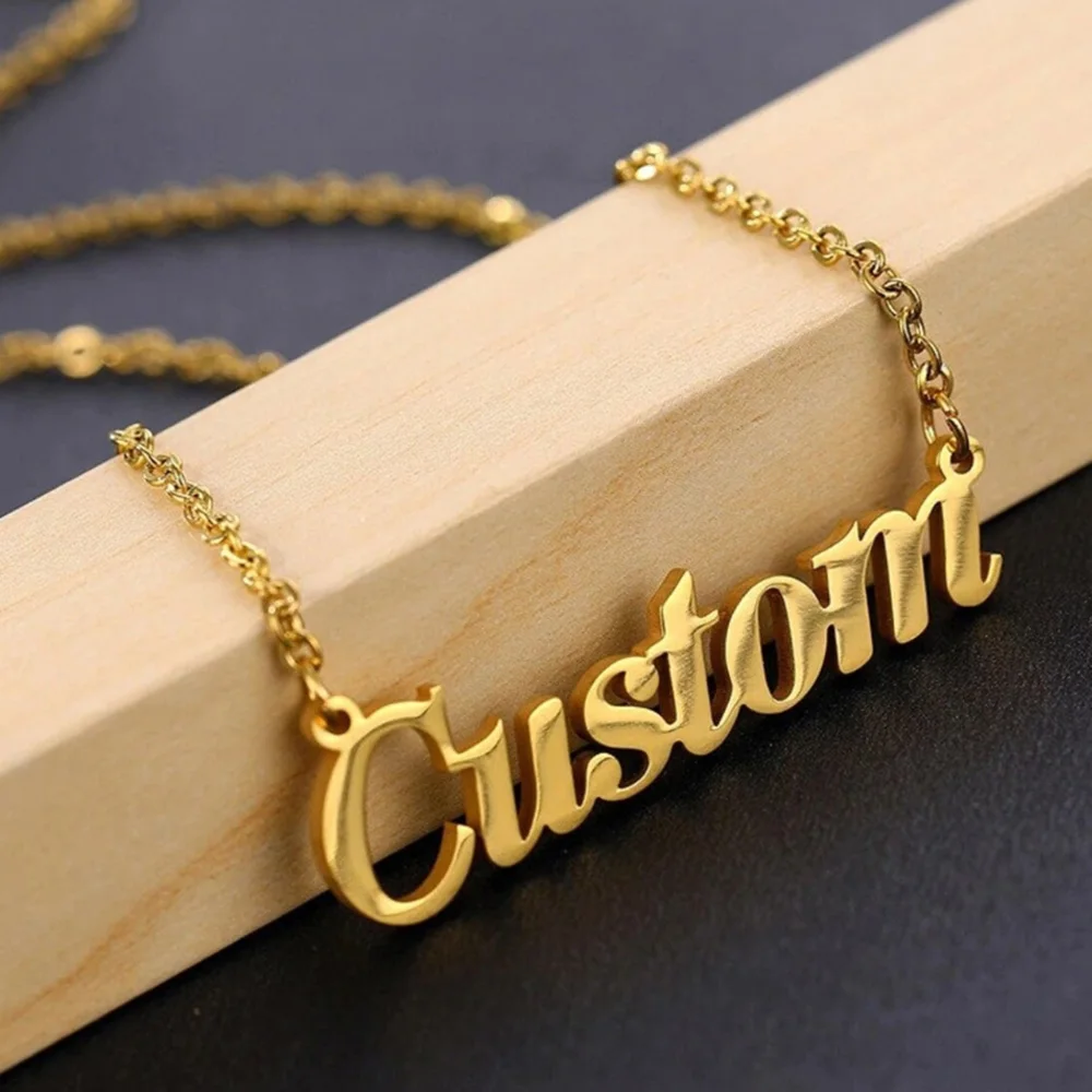 Customized Name with Different Fonts Pendant Stainless Steel Simple and Fresh Necklace