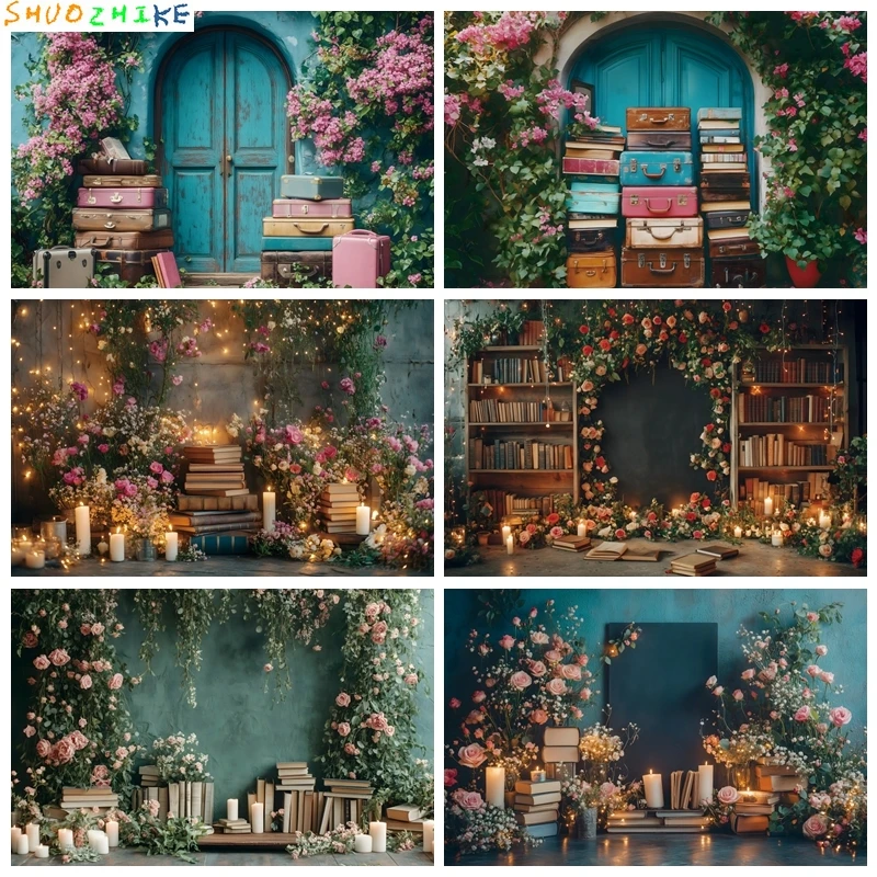 

Spring Scene Photography Background Wooden Door Flowers Tulip Kids Birthday Party Decor Baby Shower Photography Backdrop Props