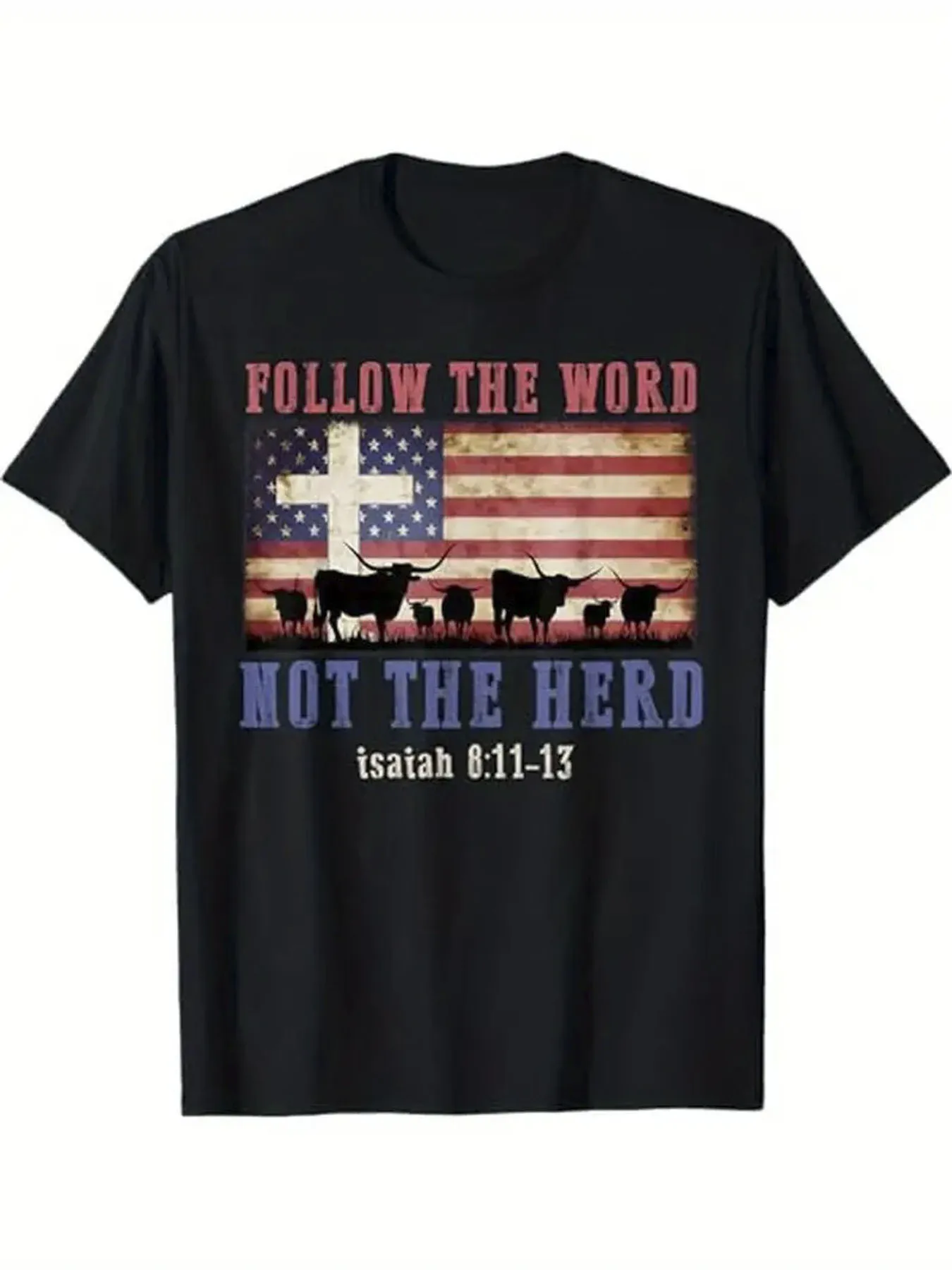 Men's 100% Cotton Patriotic Christian Graphic T-Shirt - 