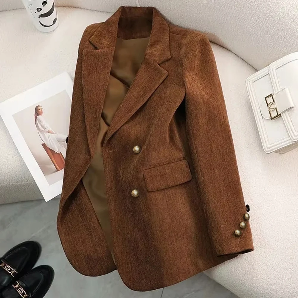 

Mia Muse Women's Blazers Summer Fashion Comfortable 2025 Plain Long Sleeve Round-Neck Single Breasted Workwear Blazers