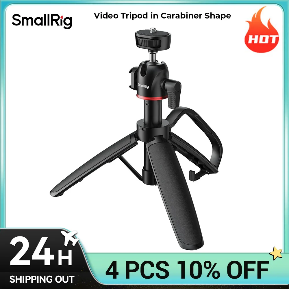 SmallRig VT-05 Action Cam Mantis Tripod in Carabiner Shape 3-in-1 Handheld, Desktop and Suspended Shooting 203mm to 430mm 5285