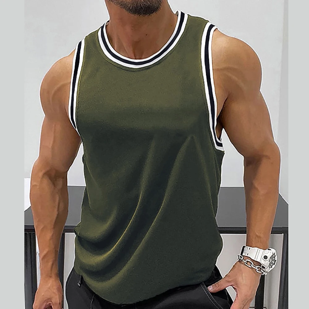 Men Solid Sleeveless Round Neck Sport Fitness T-shirt Outdoors Training Tank Top Tees Men\'s Daily Gym Sports Undershirt