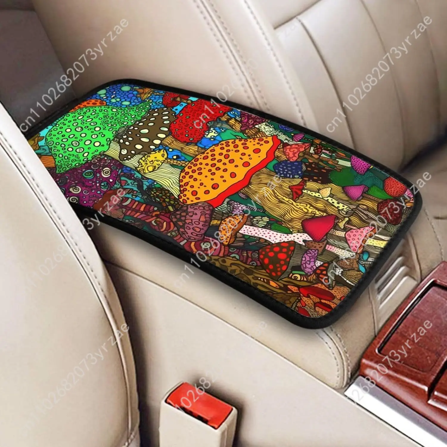 

Mushroom Universal Car Armrest Cushion High Quality Non-Slip Car Armrest Cover Elastic Straps Car Interior Accessories