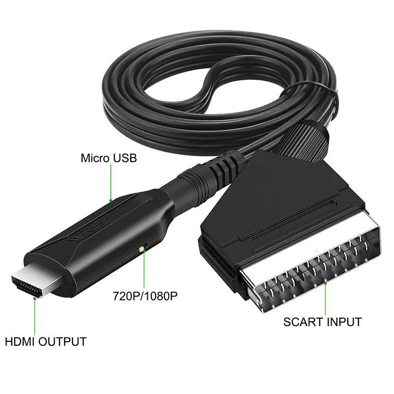 VANDESAIL HDMI to SCART/SCART to HDMI Converter | Audio Video Adapter for Set-Top Boxes, Gaming Consoles