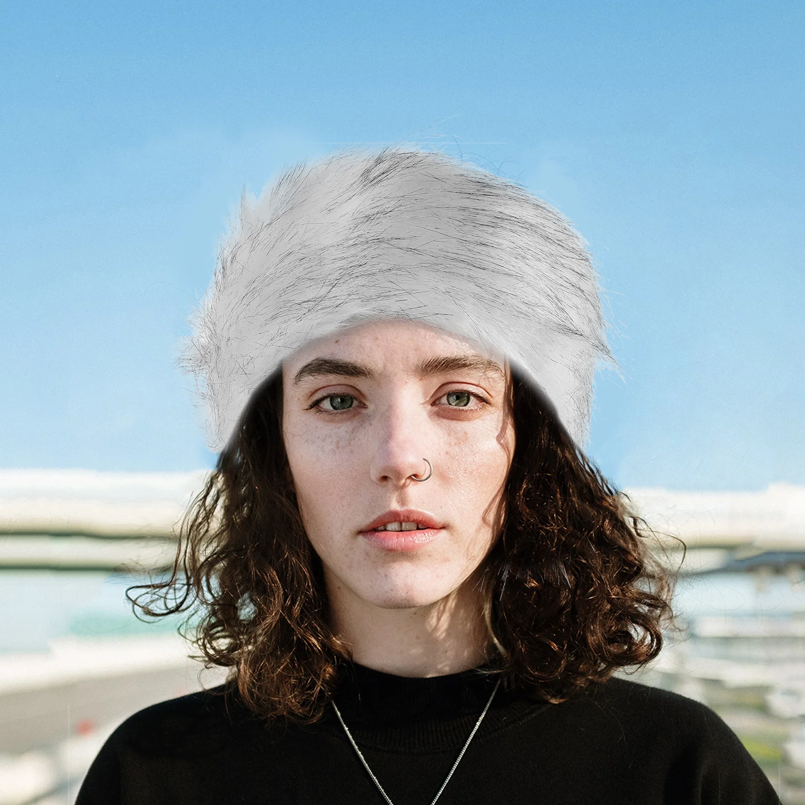 عصابة رأس شتوية دافئة مصنوعة من مادة صناعية، ربطة شعر ناعمة الملمس للطقس البارد، مقاومة للرياح، لتدفئة الأذن، وظيفية وعصرية #4