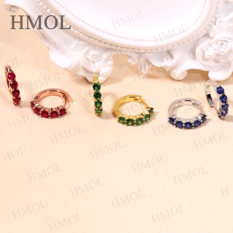 

Five Round Cut Customize Earrings Moissanite Lab Grown Emerald/Ruby/Sapphire 925 Silver Hypoallergenic Factory Direct Sales