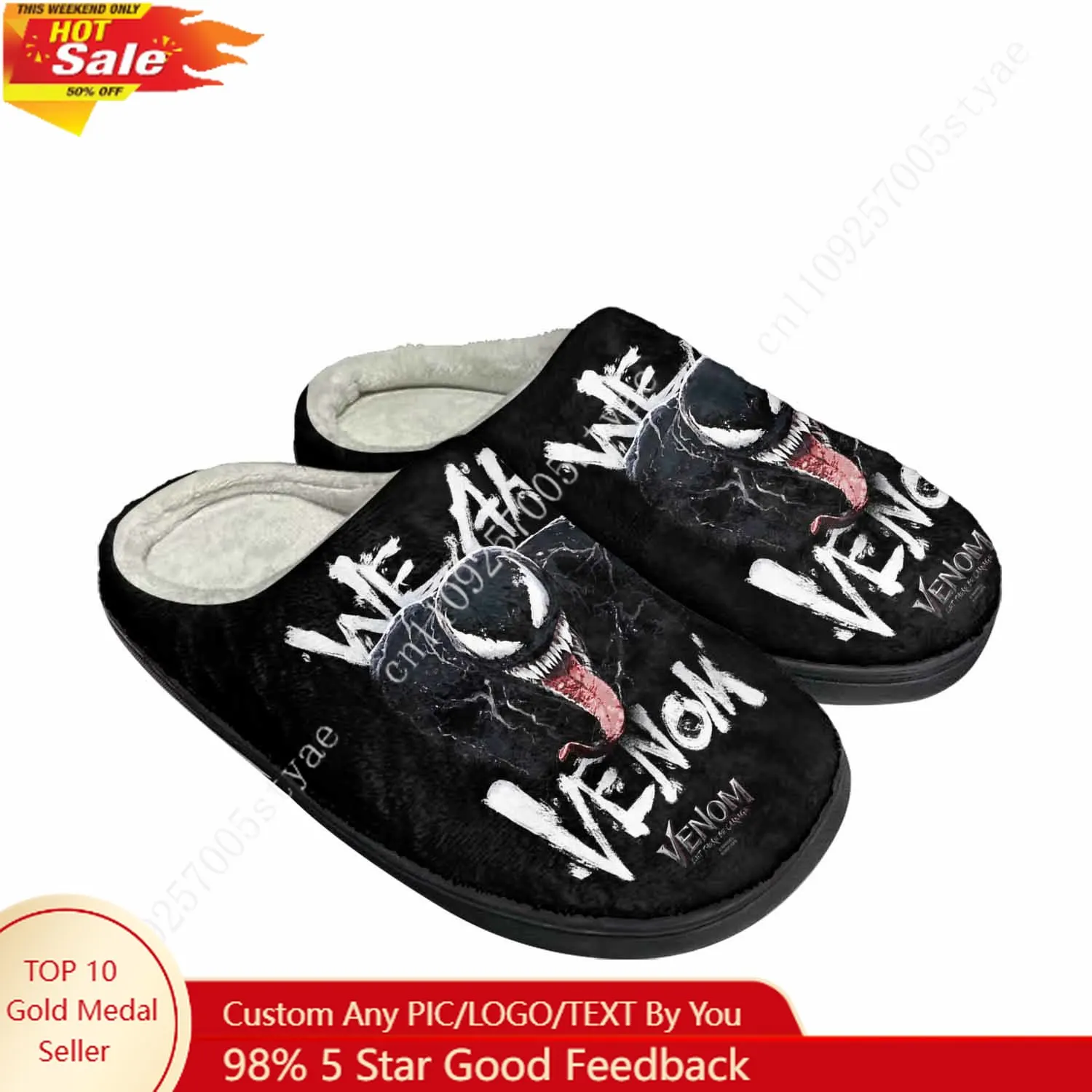 Marvel Venom Eddie Brock Home Cotton Slippers Mens Womens Teenager Plush Bedroom Keep Warm Shoes Custom Slipper
