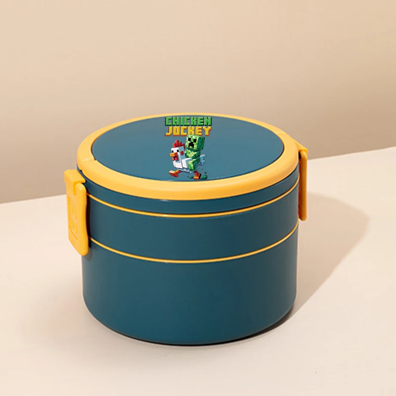 Game Theme Double Layer Lunch Box Minecrafted Bento Boxes Can Microwave Heated Lunch Boxes Picnic Box student Food Container view 3
