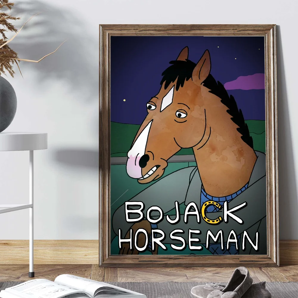 Funny BoJack  H-Horsemans   Poster Self-adhesive Art Poster Retro Kraft Paper Sticker Room Bar Cafe Vintage Decorative Painting