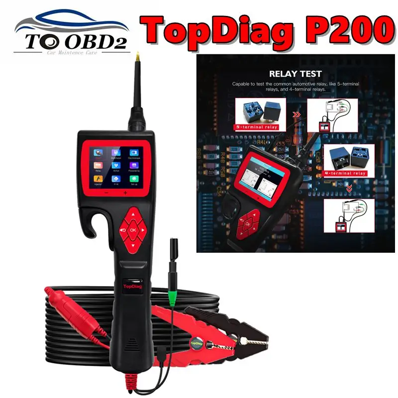 

Newest TopDiag P200 Car Circuit Analyzer Auto Smart Hook Power Test Electrical System Tester Probe Relay Diode Injector Tester