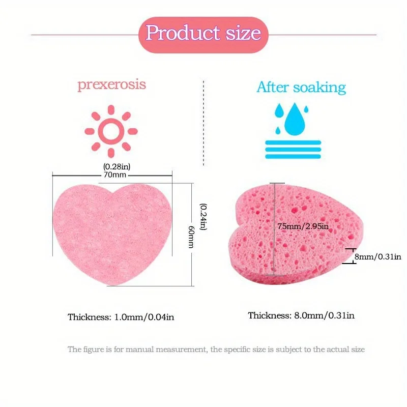 10/20pcs Heart Shaped Facial Sponge with Container - A Natural Sponge Pad for Washing, Cleaning, Exfoliating, and Makeup Removal