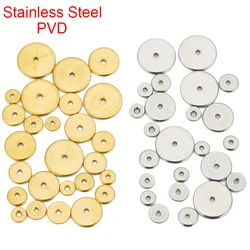 30pcs Never Fade Stainless Steel Flat Thin Spacer Beads 4 5 6 8 10 mm PVD Loose Necklace Bracelet Beads For Diy Jewelry Findings