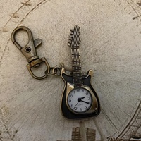 Classic retro guitar backpack keychain pendant watch for male and female students cartoon cute accessories
