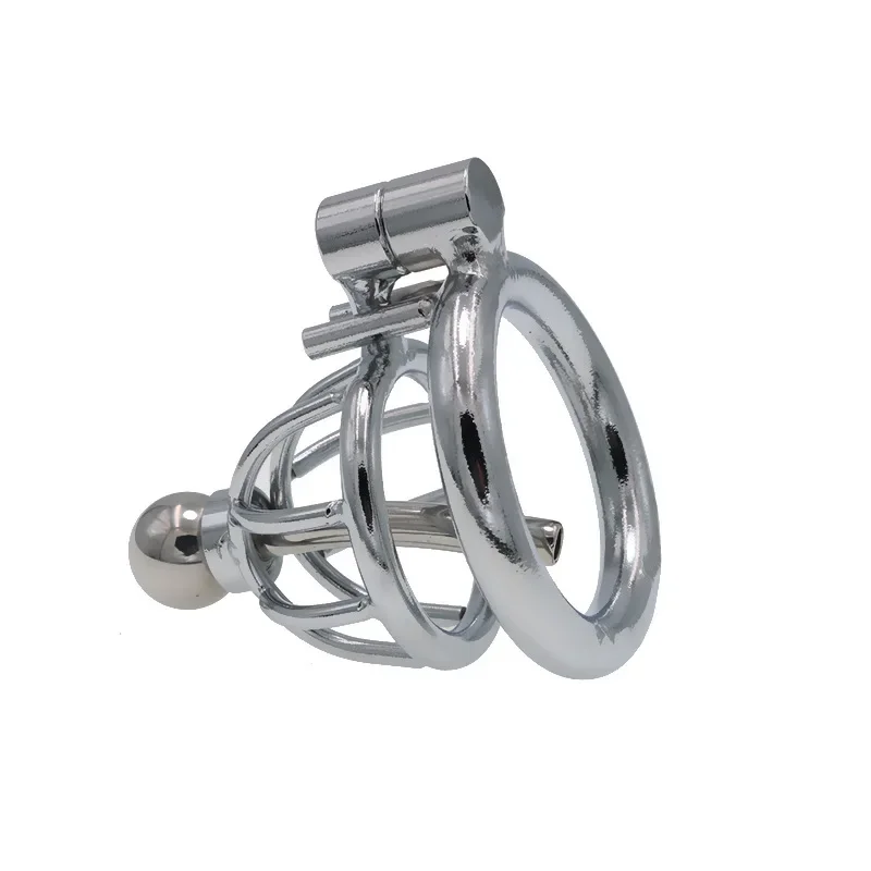 Stainless Steel Male Chastity Device Penis Cage With Catheter Stealth Lock Penis Rings Sleeve Cock Lock Adult Sex Toys For Men