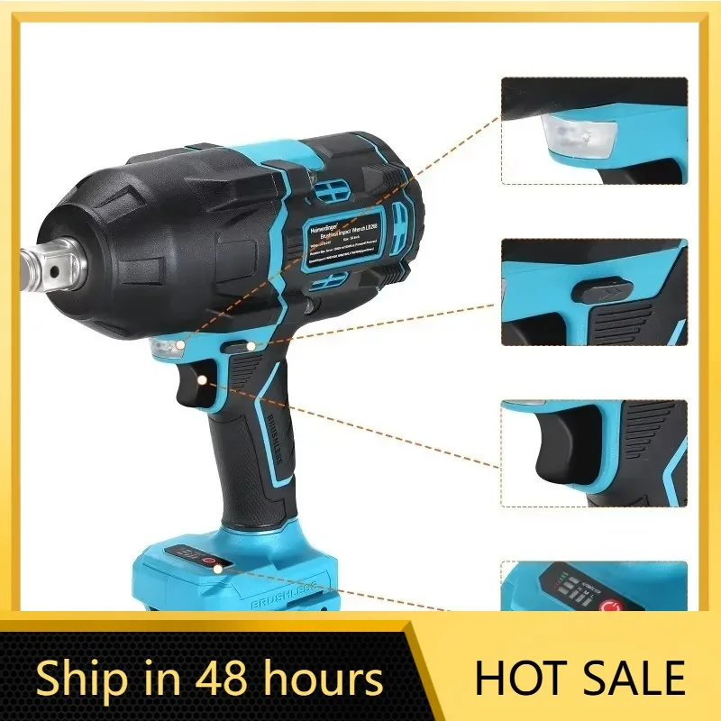 Clé à chocs sans fil Heimerdinger 1600N LB268, outil électrique sans fil avec lumière LED, 3 vitesses, couple élevé, sans fil