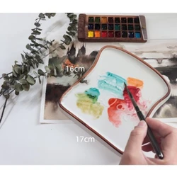 Fine Art Professional White Porcelain Palette Pure White Chinese Painting Watercolor Gouache Ceramic Paint Plate