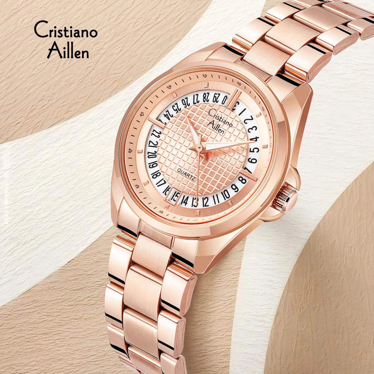 Elegancki zegarek damski kwarcowy, luksusowy zegarek biznesowy do sukienki, prosty zegarek damski z kalendarzem.